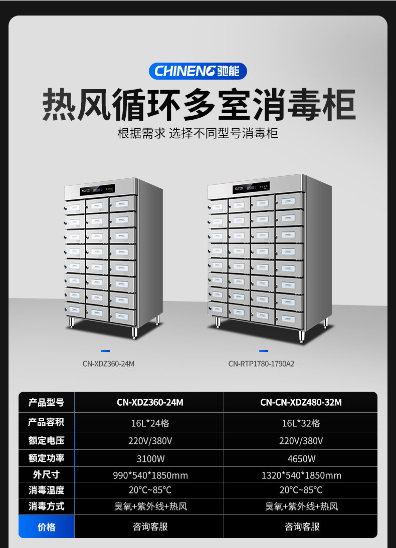 馳能多室消毒柜產品參數1