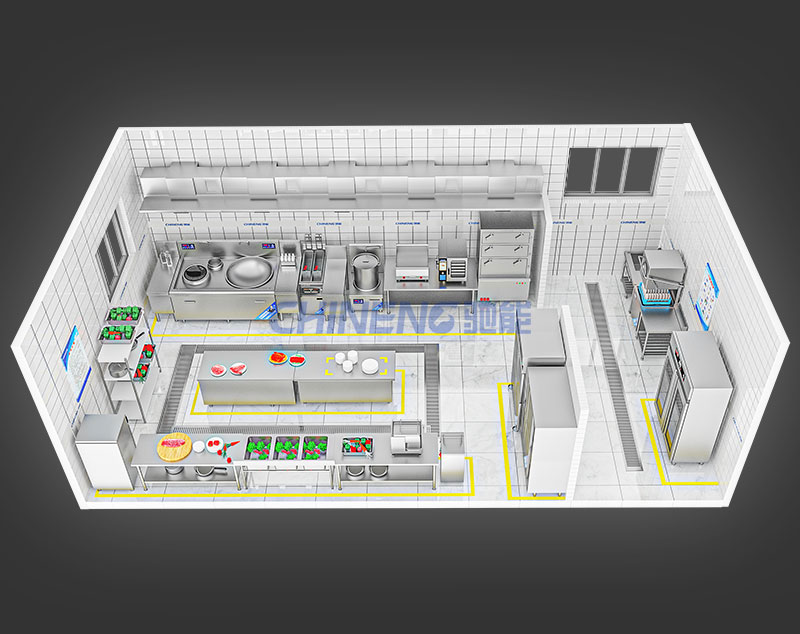 20-50人企業食堂廚房3D效果圖