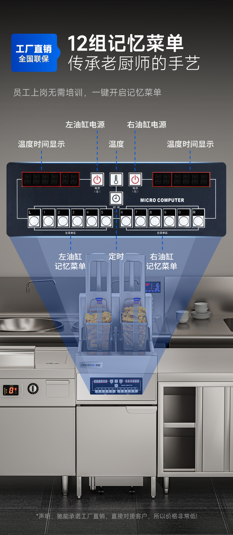 自動(dòng)升降炸爐12組菜單記憶功能